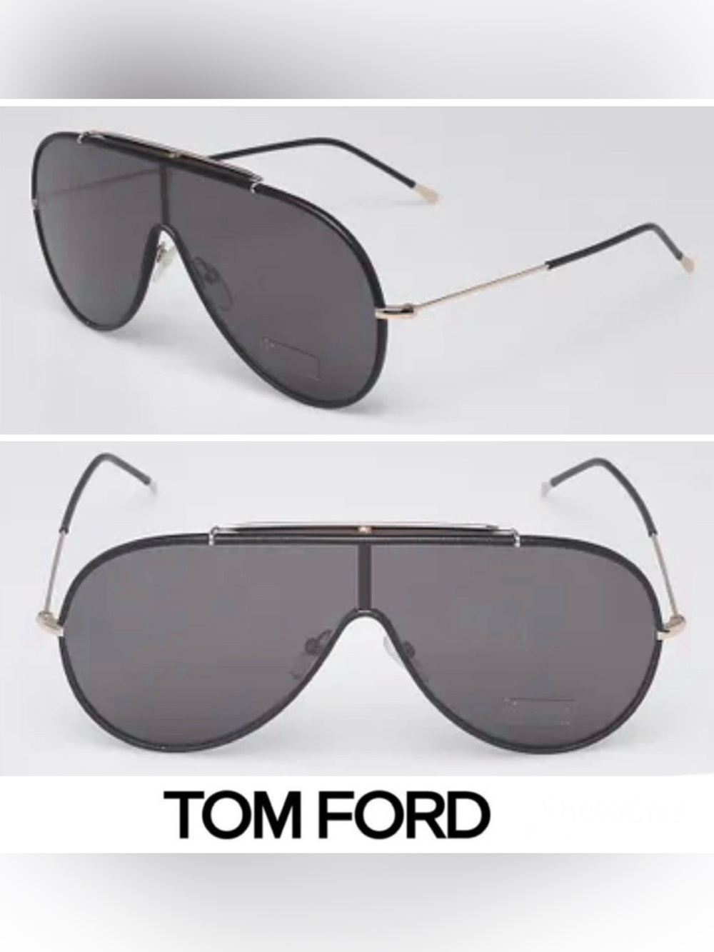 TOM FORD TF671 Mack Black Leather Rose Gold Metal Frame Aviator Large Sunglasses